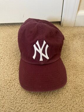 New York Yankees Maroon Baseball Cap with White Logo